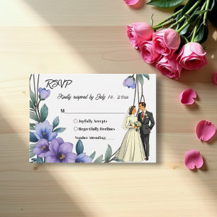 Cartão RSVP Casamento de noiva de Noiva de Rua Floral Elegante
