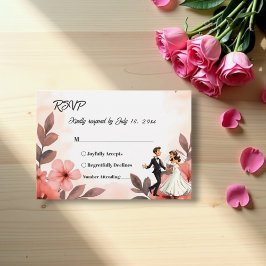 Cartão RSVP Casamento de Noiva Floral de Chic Watercolor