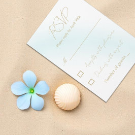 Cartão RSVP Casamento de Onda Blue Watercolor