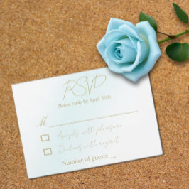 Cartão RSVP Casamento de Onda Blue Watercolor