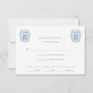 Cartão RSVP Casamento de Opções de Refeições de Jars Azul