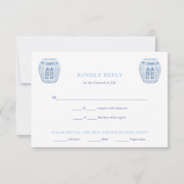 Cartão RSVP Casamento de Opções de Refeições de Jars Azul e Br