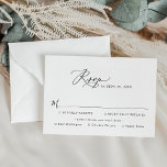 Cartão RSVP Casamento de Opções de Refeições de Script Moderno<br><div class="desc">Projetado para coordenar com a nossa coleção de casamento da Modern Calliografia,  esta placa RSVP personalizável,  apresenta uma fonte moderna de escrita de caligrafia emparelhada com uma fonte de serif & sans clássica em preto e é perfeita para qualquer estação. Itens correspondentes disponíveis.</div>