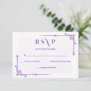 Cartão RSVP Casamento de Orquídea Azul e Roxa