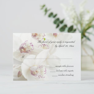 Cartão RSVP Casamento de Orquídeas Brancas e Roxas Elegantes