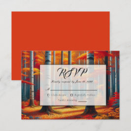 Cartão RSVP Casamento de Outono com Árvore de Bétula Rústica