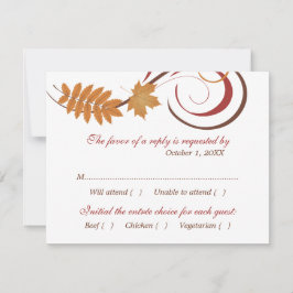 Cartão RSVP Casamento de Outono com Folhas Caindo Rústicas