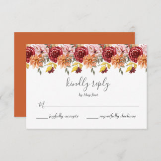 Cartão RSVP Casamento de outono Elegante