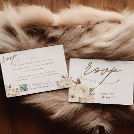 Cartão RSVP Casamento de outono Floral de Watercolor Boho