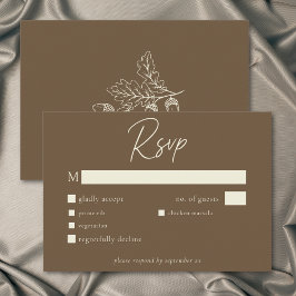 Cartão RSVP Casamento de Outono Minimalista Folha de Carvalho