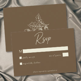 Cartão RSVP Casamento de Outono Minimalista Folha de Carvalho