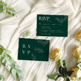 Cartão RSVP Casamento de outono Minimalista Verde