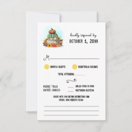 Cartão RSVP Casamento de Outono Rústico País Fazenda Girassol 