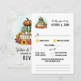 Cartão RSVP Casamento de Outono Rústico País Fazenda Girassol