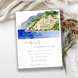 Cartão RSVP Casamento de Paisagem com Aquarela na Costa do Ama