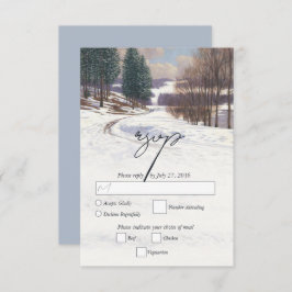 Cartão RSVP Casamento de Paisagem de Inverno de Aquarela