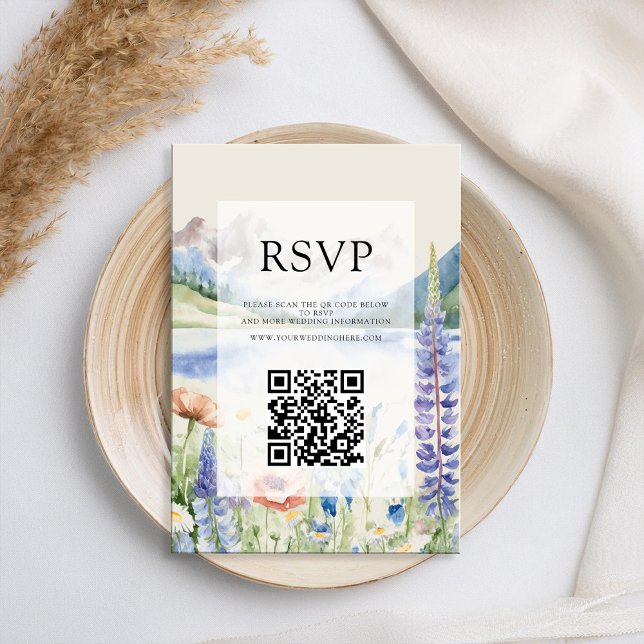 Cartão RSVP Casamento de Paisagem Selvagem de Montanha Elegant (Criador carregado)