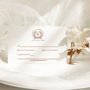 Cartão RSVP Casamento de Paixão Botânico do Monograma Russo El