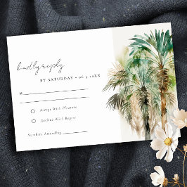 Cartão RSVP Casamento de Palmeiras Tropicais Elegante