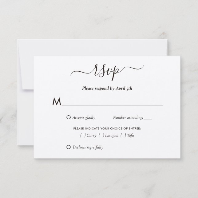 Cartão RSVP Casamento de Papel Kraft Elegante (Frente)