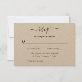 Cartão RSVP Casamento de Papel Kraft Elegante