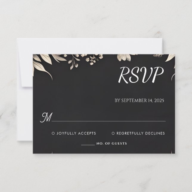 Cartão RSVP Casamento de Papel Linen com o Tecido Satin Velvet (Frente)