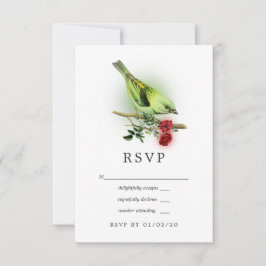 Cartão RSVP Casamento de Pássaro Fantasia Brilhante