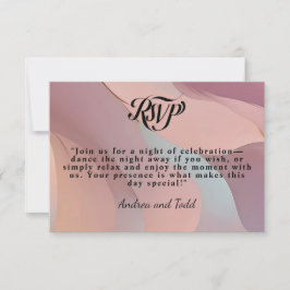 Cartão RSVP Casamento de pastel com caligrafia elegante modern