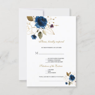 Cartão RSVP Casamento de Pedido de Música Dourada Floral Eleg