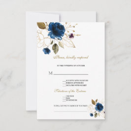 Cartão RSVP Casamento de Pedido de Música Floral Dourada Elega