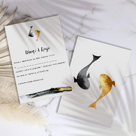 Cartão RSVP Casamento de Peixes de Watercolor Koi
