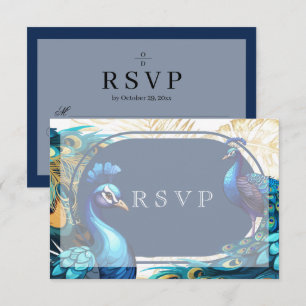 Cartão RSVP Casamento de Penas Pêraques de Premium