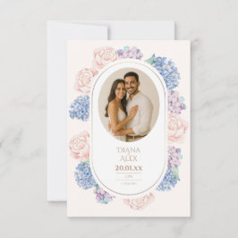 Cartão RSVP Casamento de Peões de Aquarela Floral Vintage Eleg