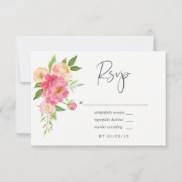 Cartão RSVP Casamento de Peões de Aquarela Primavera a Pastel