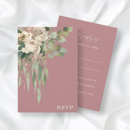 Cartão RSVP Casamento de Peões Florais Modernos Rosa