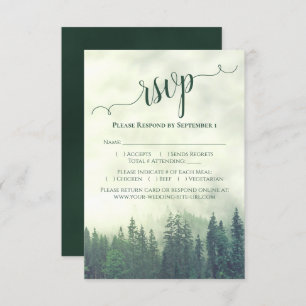 Cartão RSVP Casamento de Pinheiros Verdes da Caligrafia Elegan