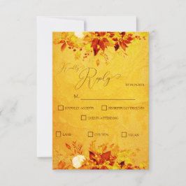 Cartão RSVP Casamento de Poinsettia Vermelha e Dourada Elegant