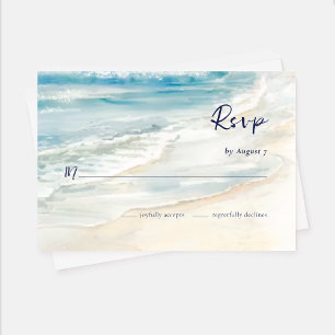 Cartão RSVP Casamento de Praia da Serenity Ocean Waves Beach