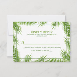 Cartão RSVP Casamento de Praia de Palmeiras Tropicais