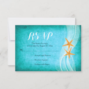 Cartão RSVP Casamento de praia de tartaruga de cantarilho