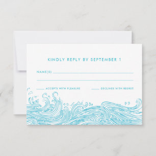 Cartão RSVP Casamento de Praia do Aqua Blue Ocean Waves