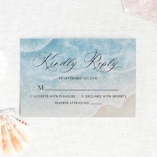 Cartão RSVP Casamento de Praia do Oceano de Aquarela Elegante