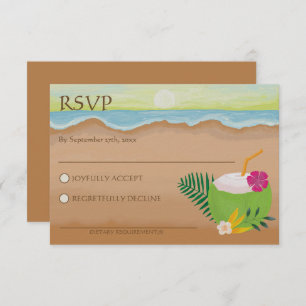 Cartão RSVP Casamento de Praia do Oceano Floral Tropical Water