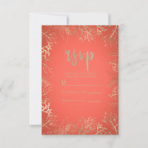 Casamento de Praia Elegante Laranja Coral Dourado 