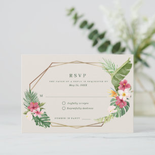 Cartão RSVP Casamento de praia tropical