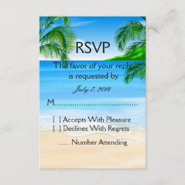 Cartão RSVP Casamento de praia tropical