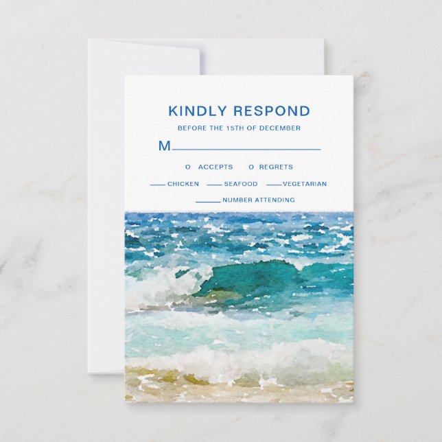 Cartão RSVP Casamento de praia tropical (Frente)