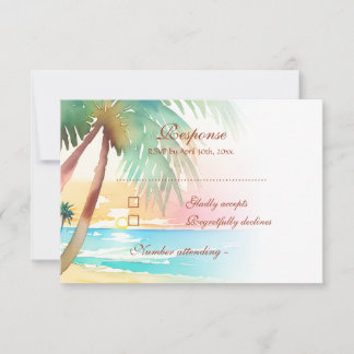 Cartão RSVP Casamento de Praia Tropical de Watercolor