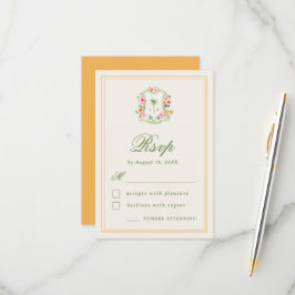 Cartão RSVP Casamento de praia Tropical Palm Tree Monograma