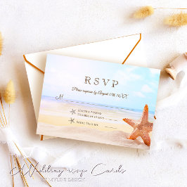 Cartão RSVP Casamento de Praia Tropical Summer Starfish